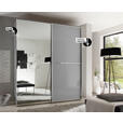 SCHWEBETÜRENSCHRANK  in Hellgrau  - Chromfarben/Hellgrau, Design, Glas/Holzwerkstoff (200/222/68cm) - Moderano
