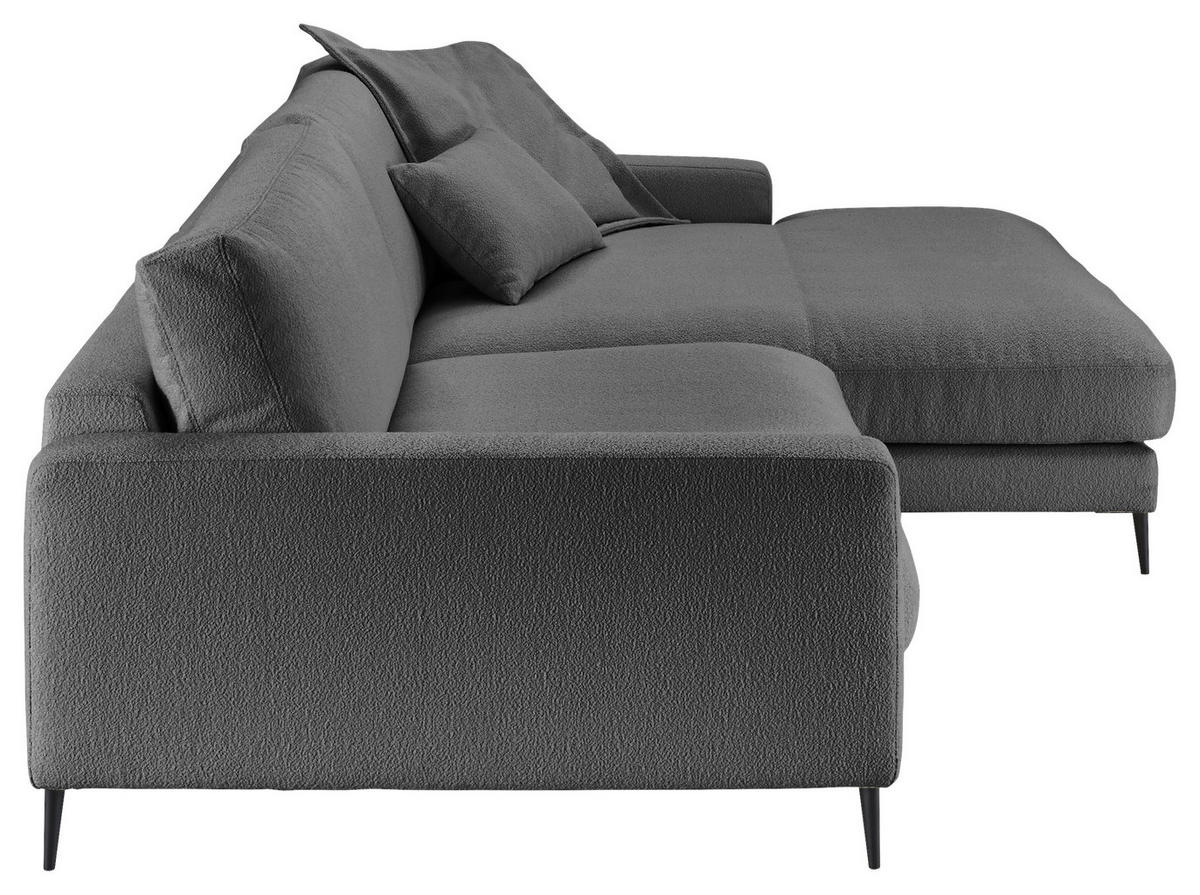 ECKSOFA Anthrazit Flachgewebe  - Anthrazit/Schwarz, Design, Textil/Metall (272/190cm) - Pure Home Lifestyle