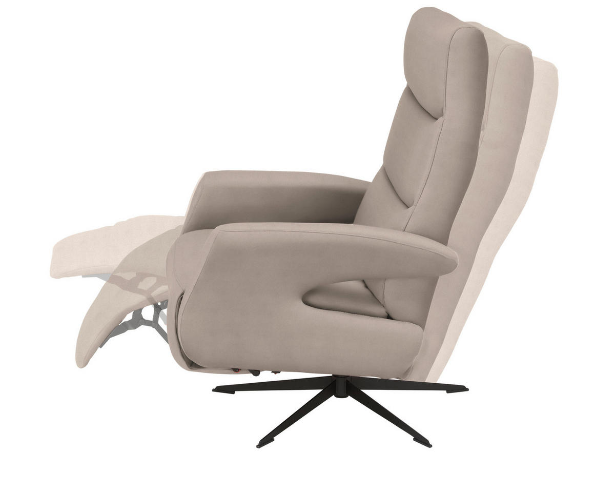 RELAXSESSEL in Textil Taupe  - Taupe/Schwarz, Design, Textil/Metall (75/106/89cm) - Welnova