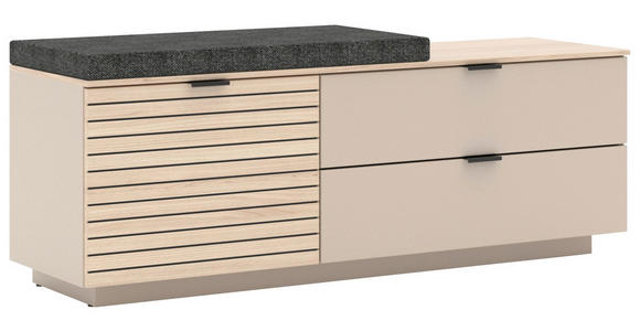 GARDEROBENBANK in 130/51/38 cm - Kaschmir/Eichefarben, Design, Textil/Metall (130/51/38cm) - Xora