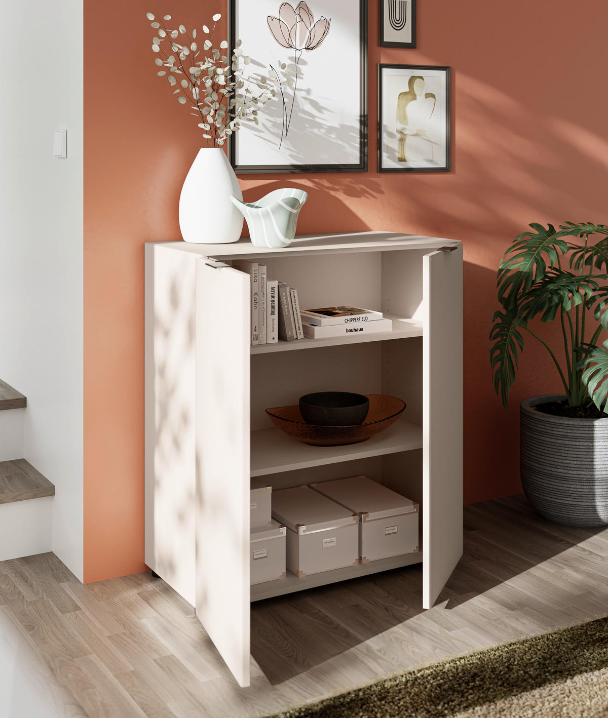 KOMMODE , 80/93/40 cm,  - Kaschmir/Schwarz, Basics, Glas/Holzwerkstoff (80/93/40cm) - Novel
