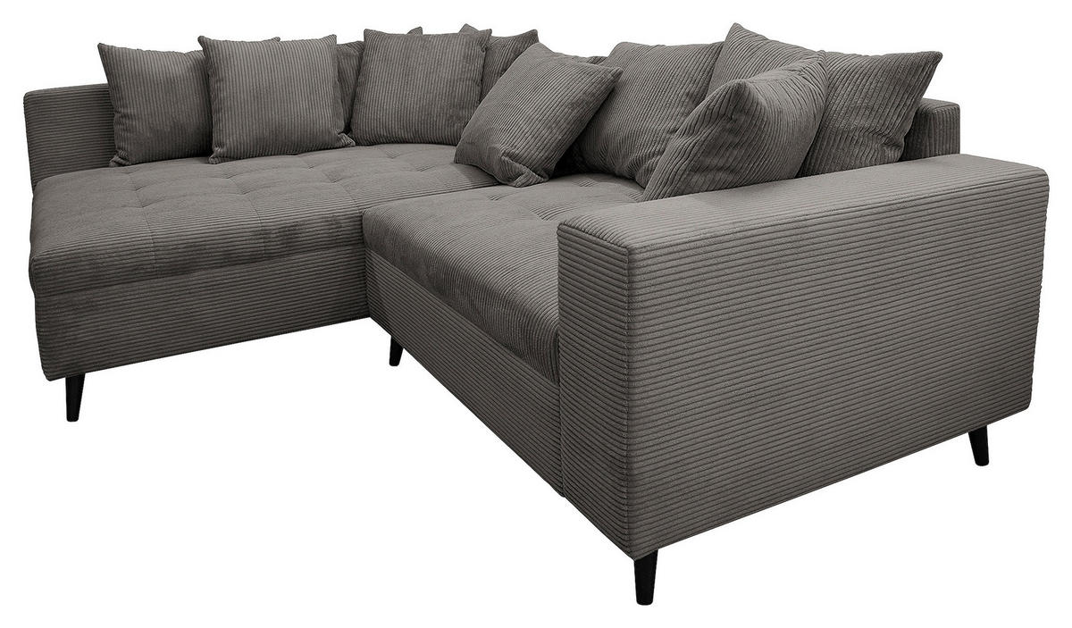 KUTNA GARNITURA tekstil  siva   - siva/crna, Design, tekstil/drvo (174/247cm) - MID.YOU