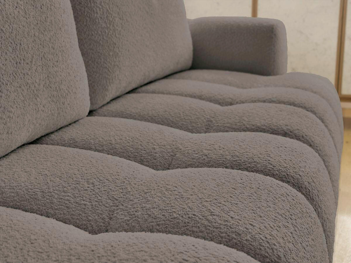 SCHLAFSOFA FUJI Bouclé Taupe  inkl.  - Taupe/Schwarz, MODERN, Kunststoff/Textil (251/113/88cm)