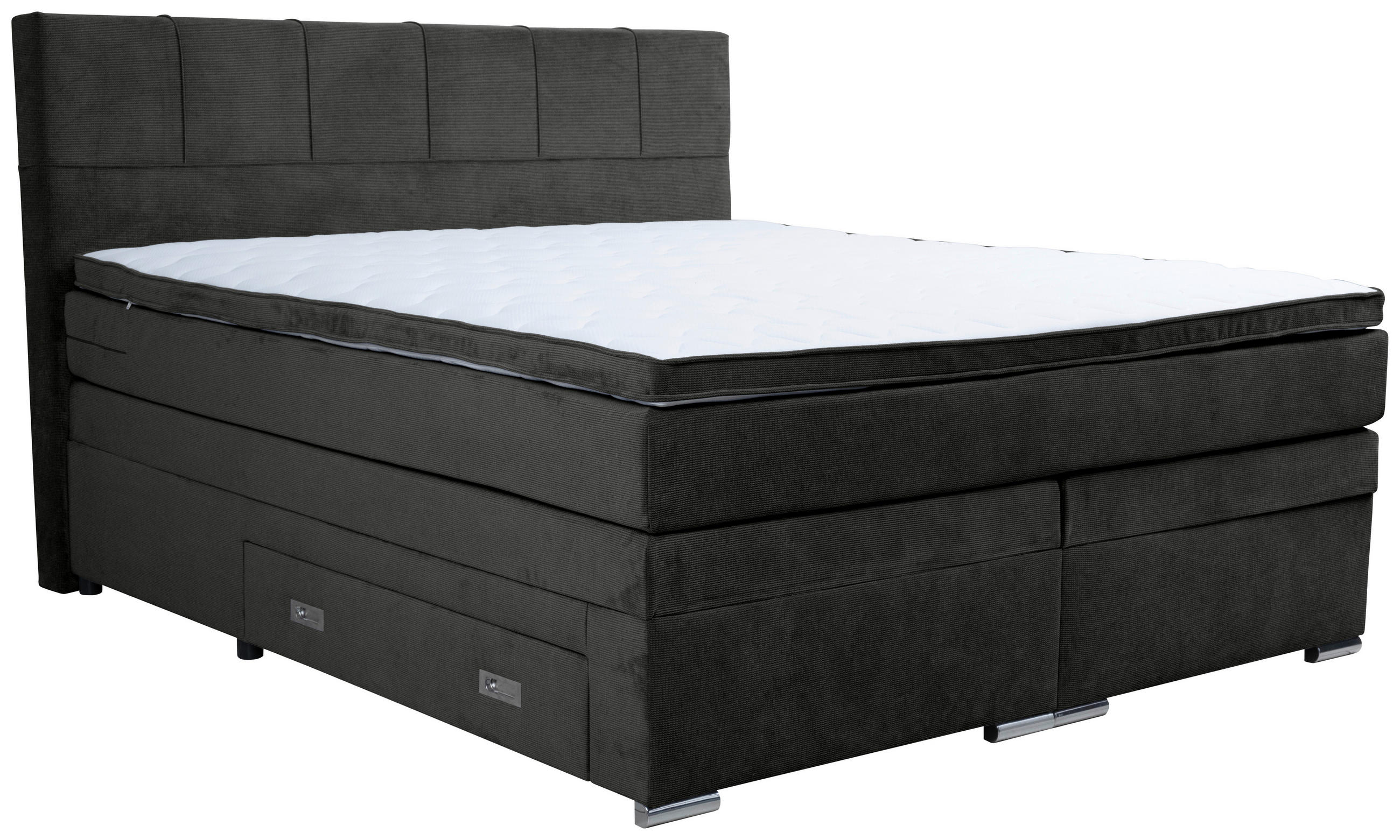 BOXSPRINGBETT 180/200 cm  Schwarz  - Chromfarben/Schwarz, Design, Holz/Holzwerkstoff (180/200cm) - Boxxx
