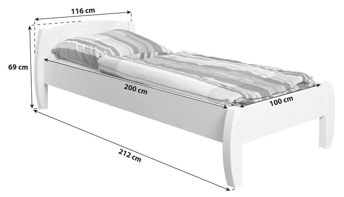 POSTEL, 100/200 cm bílá - bílá, Konvenční, dřevo (100/200cm) - MID.YOU