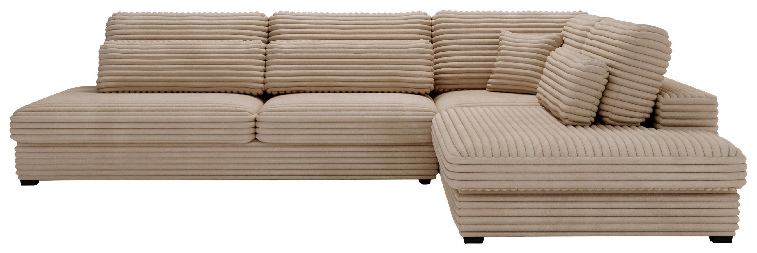 ECKSOFA in Cord, Plüsch Braun  - Schwarz/Braun, Design, Kunststoff/Textil (332/244cm) - Livetastic