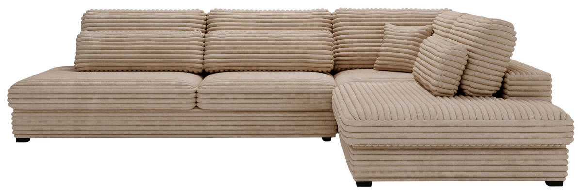 ECKSOFA in Cord, Plüsch Braun  - Schwarz/Braun, Design, Kunststoff/Textil (332/244cm) - Livetastic