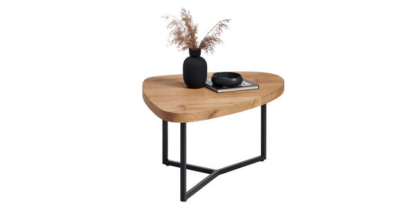 COUCHTISCH in Holz, Metall 100/100/38,5 cm - Eichefarben/Schwarz, Natur, Holz/Metall (100/100/38,5cm) - Novel