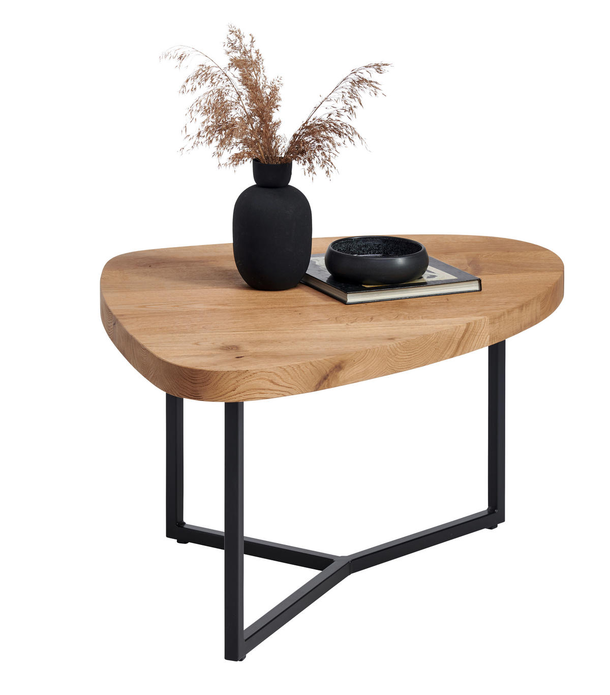 COUCHTISCH in Holz, Metall 100/100/38,5 cm  - Eichefarben/Schwarz, Natur, Holz/Metall (100/100/38,5cm) - Novel