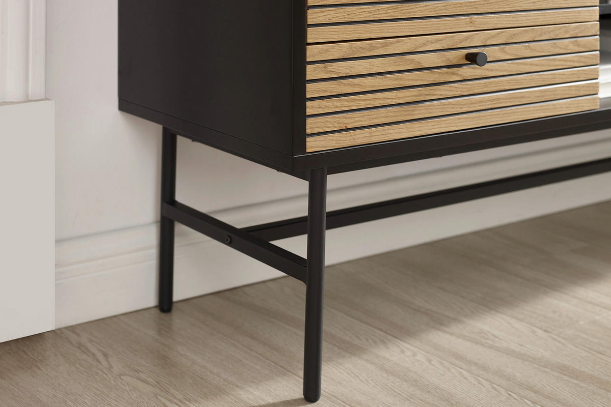 LOWBOARD  in 150/60/40 cm  - Eichefarben/Schwarz, Design, Holz/Holzwerkstoff (150/60/40cm) - Livetastic