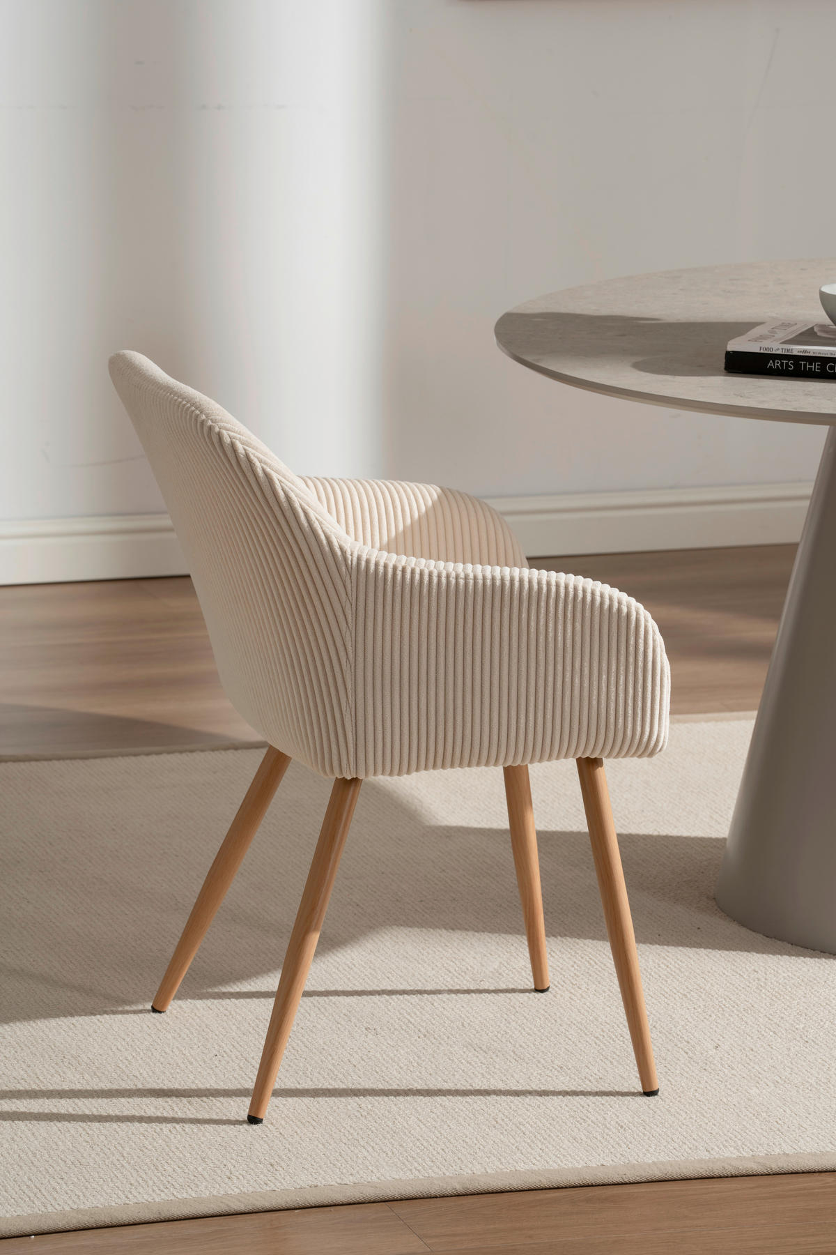 ARMLEHNSTUHL  in Eisen Cord  - Eichefarben/Beige, Trend, Holz/Textil (55/84/60cm) - Livetastic