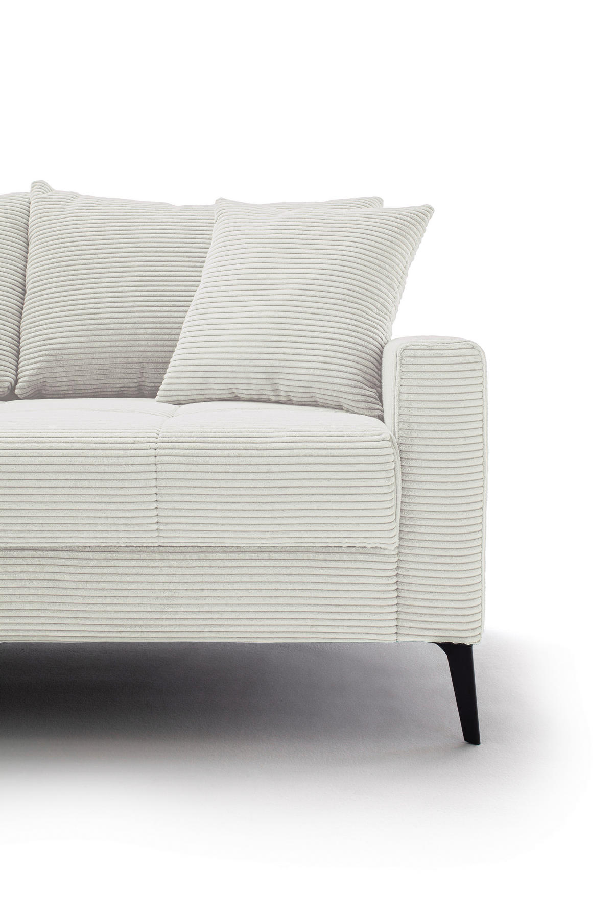 ECKSOFA Naturfarben Cord  - Schwarz/Naturfarben, KONVENTIONELL, Textil/Metall (173/280cm) - Hom`in