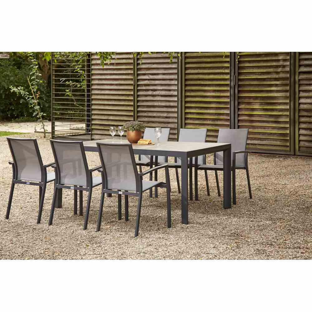 GARTENTISCH 220/100/74 cm Keramik rechteckig  - Anthrazit/Grau, Basics, Keramik/Metall (220/100/74cm) - Siena Garden