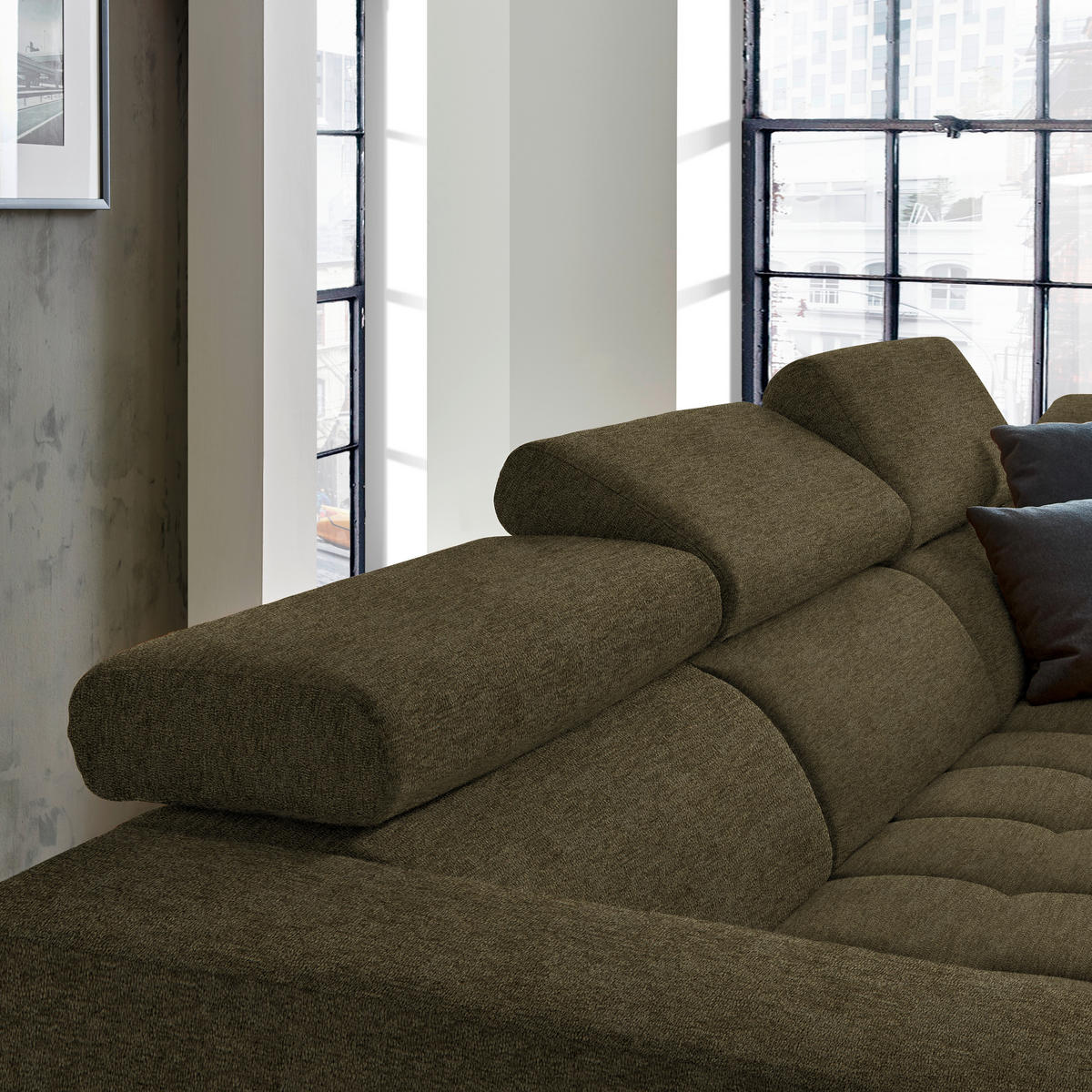 ECKSOFA Mikrofaser Dunkelgrün  - Dunkelgrün/Schwarz, Design, Textil/Metall (301/207cm) - Xora