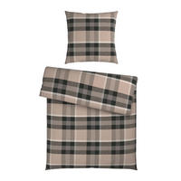 BETTWÄSCHE 2-teilig Flanell 155/220 cm  - Taupe/Anthrazit, Textil (155/220cm) - Novel