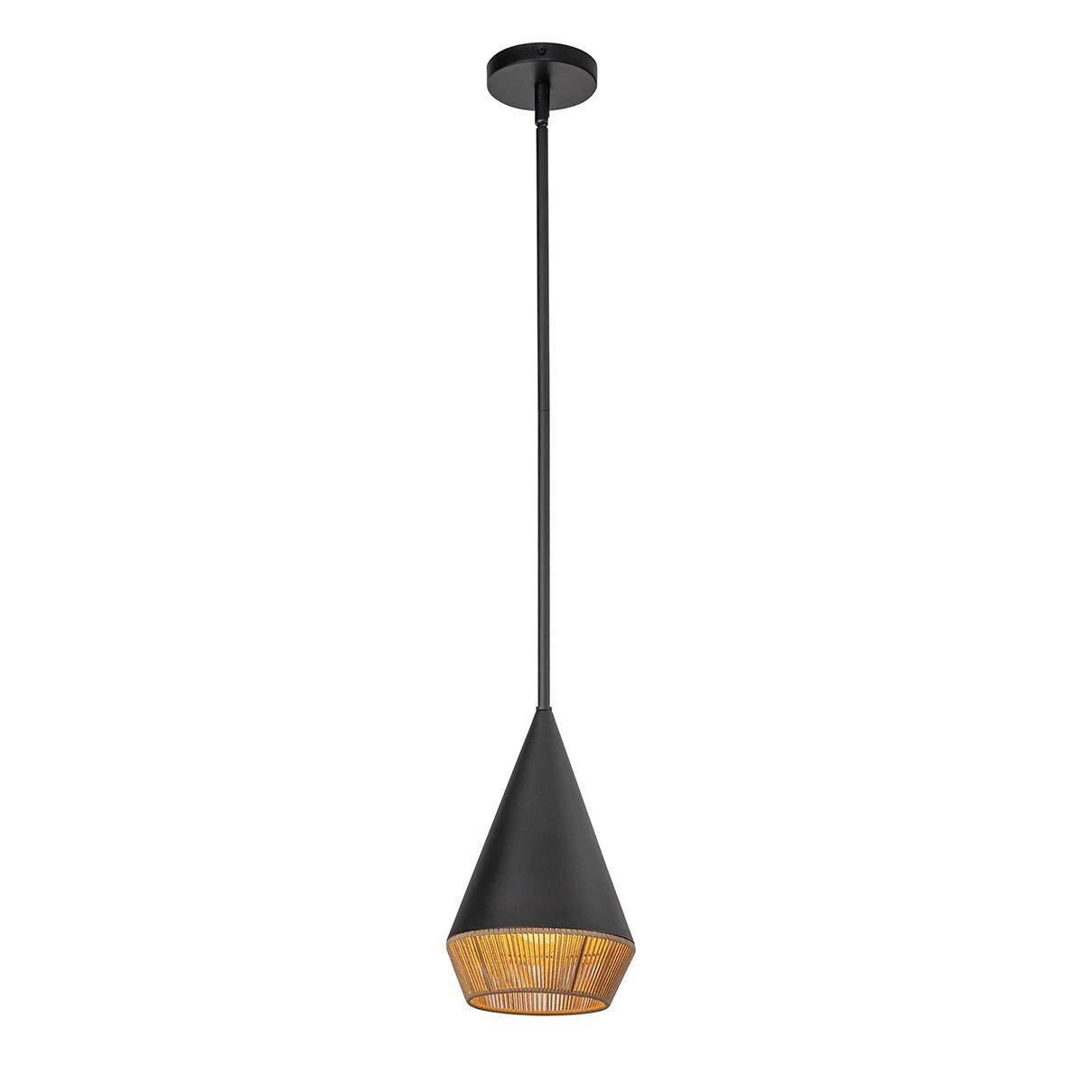 HÄNGELEUCHTE 28,9/18,1 cm  - Schwarz/Naturfarben, Design, Textil/Metall (28,9/18,1cm) - Elstead Lighting