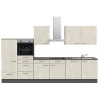 KÜCHENBLOCK 360 cm   in Weiß, Schieferfarben  - Schieferfarben/Edelstahlfarben, MODERN, Holzwerkstoff/Metall (360cm) - Nobilia