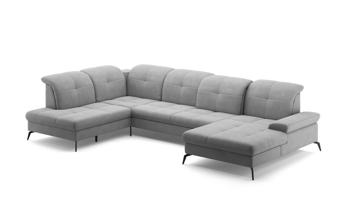 WOHNLANDSCHAFT in Flachgewebe Grau  - Schwarz/Grau, Konventionell, Textil/Metall (231/357/185cm) - Sit & More