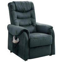 FERNSEHSESSEL in Velours Dunkelblau  - Schwarz/Braun, Design, Kunststoff/Textil (78/107/93cm) - Livetastic