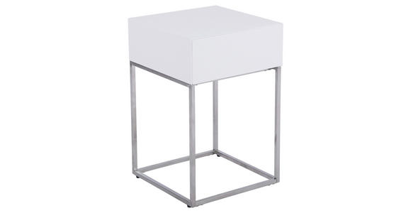 NACHTKÄSTCHEN 40/62/40 cm  in Silberfarben, Weiß  - Silberfarben/Weiß, Basics, Holzwerkstoff/Metall (40/62/40cm) - Xora