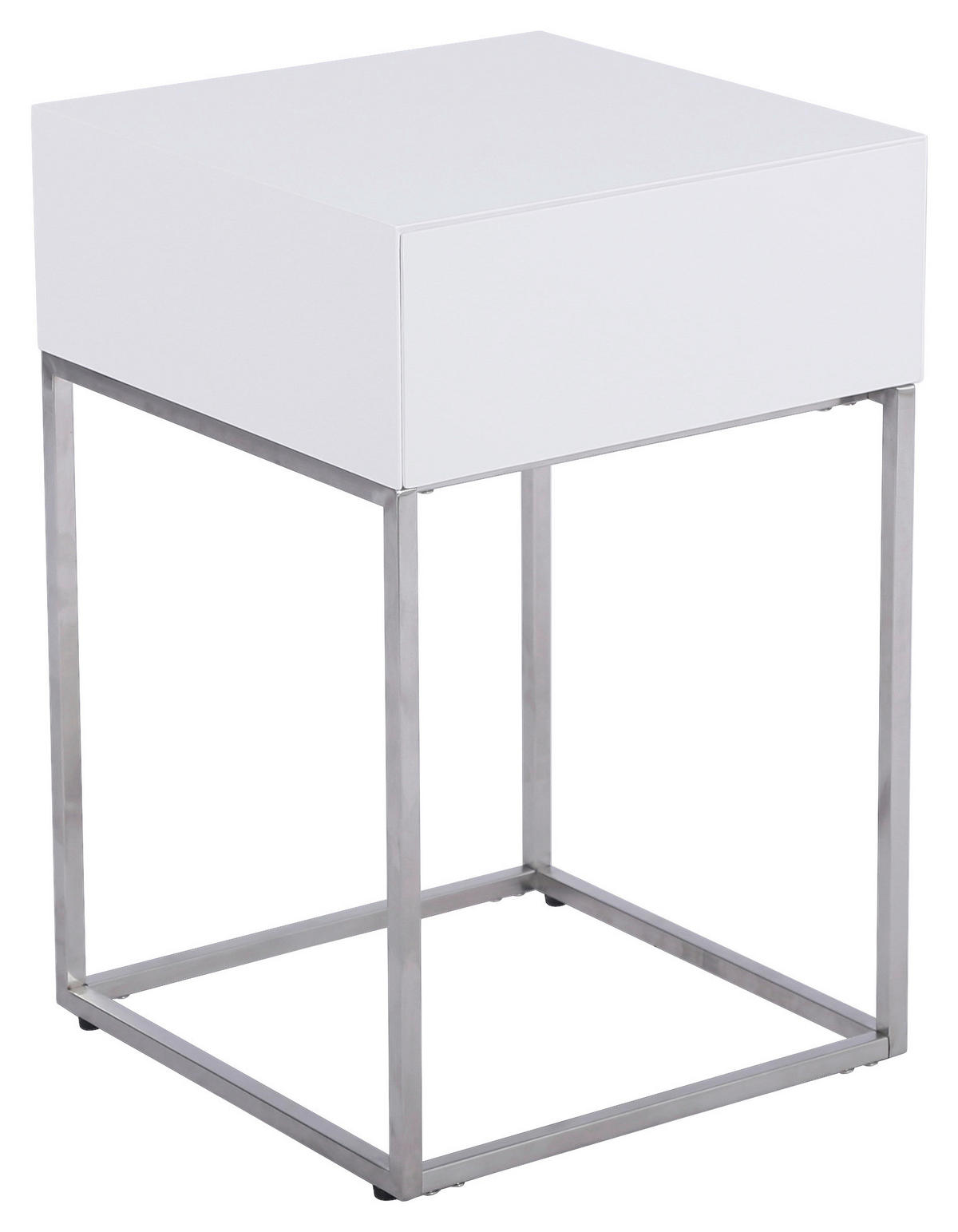 NACHTKÄSTCHEN 40/62/40 cm  in Silberfarben, Weiß  - Silberfarben/Weiß, Basics, Holzwerkstoff/Metall (40/62/40cm) - Xora