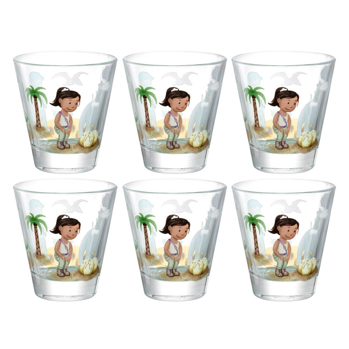 KINDER-GLÄSERSET Bambini Aventura 6-teilig  - Trend, Glas (8,5/9/8,5cm) - Leonardo