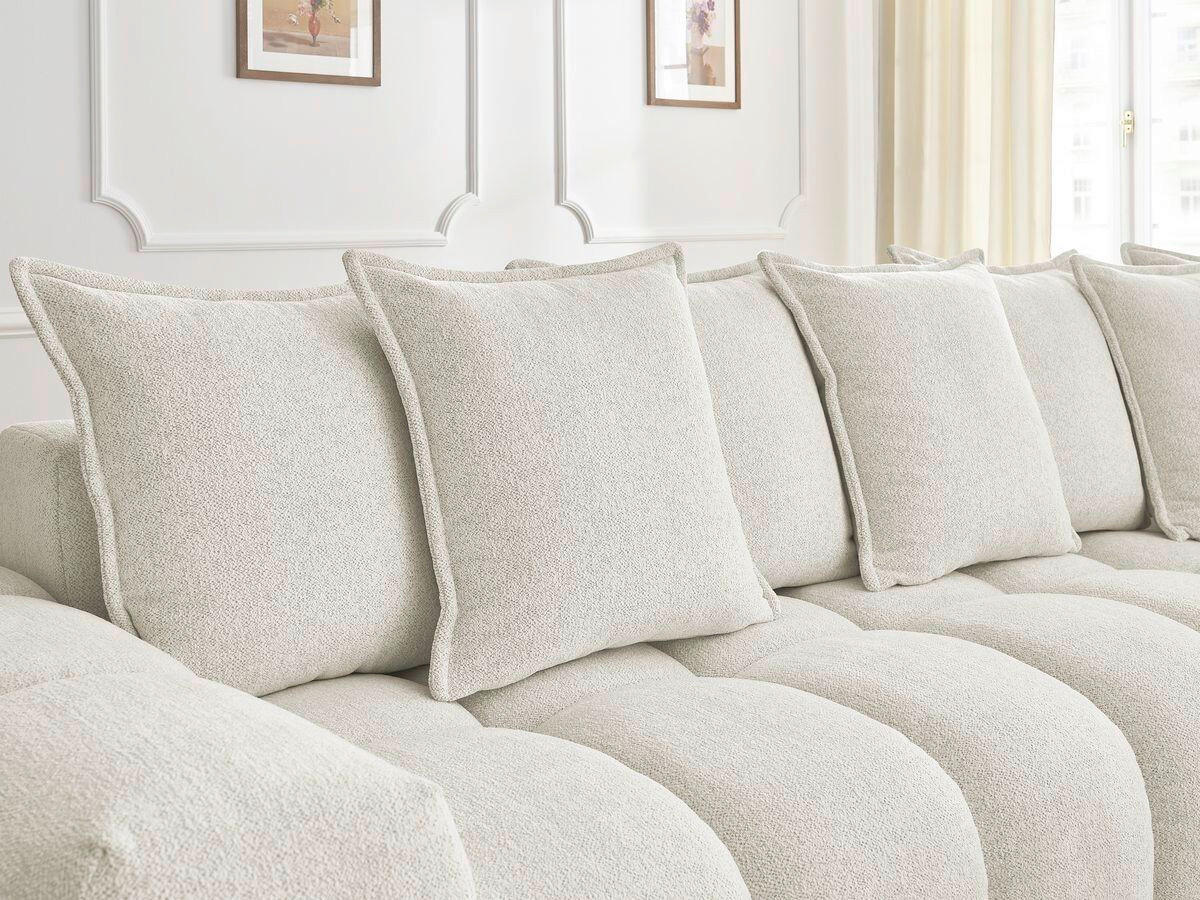 ECKSOFA Ottomane rechts  EVEREST Weiß Flachgewebe  - Schwarz/Weiß, MODERN, Kunststoff/Textil (352/210cm) - Livetastic