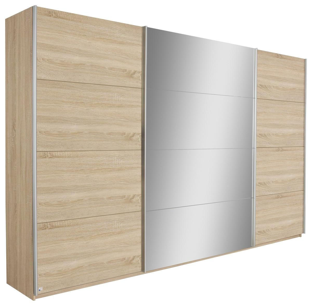 SCHWEBETÜRENSCHRANK 315/229/62 cm 3-türig Sonoma Eiche  - Silberfarben/Sonoma Eiche, Design, Glas/Holzwerkstoff (315/229/62cm) - Carryhome