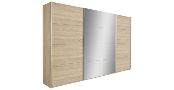 SCHWEBETÜRENSCHRANK  in Sonoma Eiche  - Silberfarben/Sonoma Eiche, Design, Glas/Holzwerkstoff (315/229/62cm) - Xora