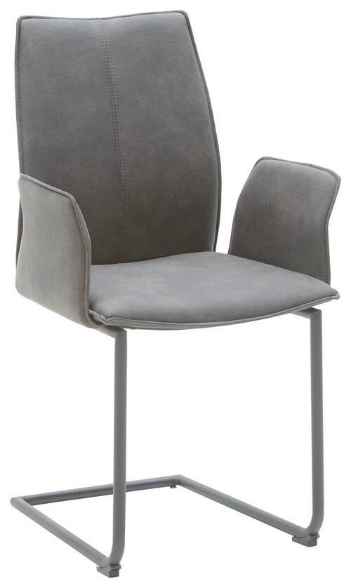 ARMLEHNSTUHL  in Eisen Mikrofaser  - Anthrazit/Schwarz, Design, Textil/Metall (46/93/57cm) - Dieter Knoll
