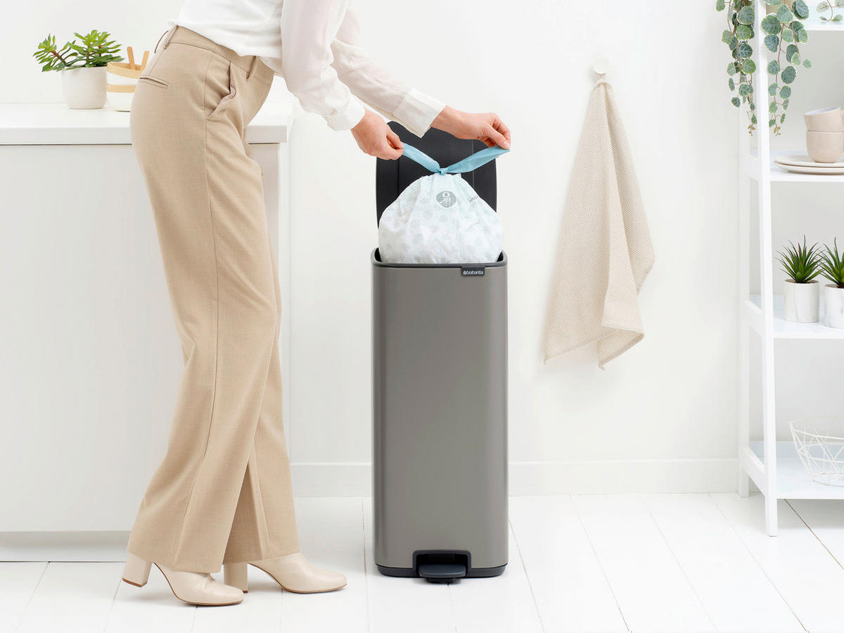 KANTA SA PAPUČICOM  30 l   - antracit/platinasta, Dizajnerski, metal/plastika (28,8/64,7/35,8cm) - Brabantia