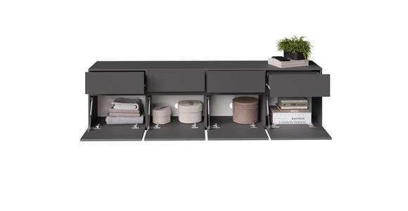 LOWBOARD  200/52,8/40 cm 4 Schublade(n) stehend, in verschiedenen Holzdekoren erhältlich  - Anthrazit/Schwarz, Design, Holzwerkstoff (200/52,8/40cm) - Xora