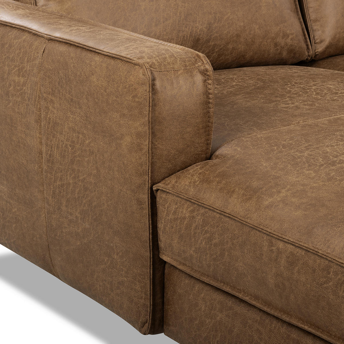 ECKSOFA Braun Echtleder Lederlook Rücken echt  - Braun, Design, Leder/Textil (166/238cm) - Livetastic