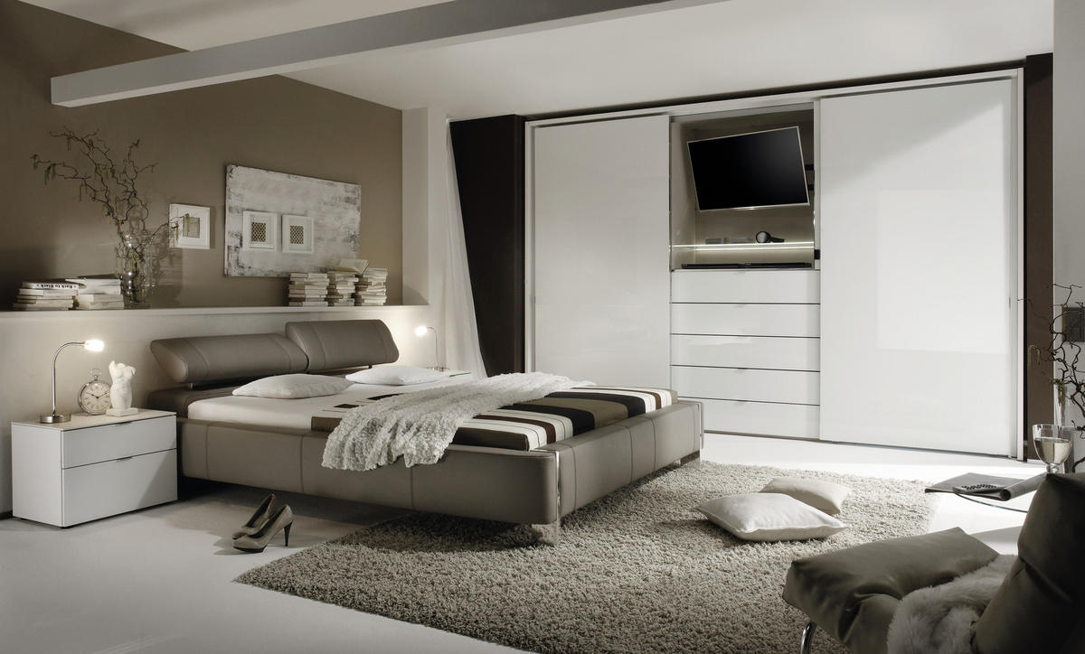SCHWEBETÜRENSCHRANK in Weiss  - Chromfarben/Weiss, Design, Glas/Holzwerkstoff (300/240/68cm) - Moderano