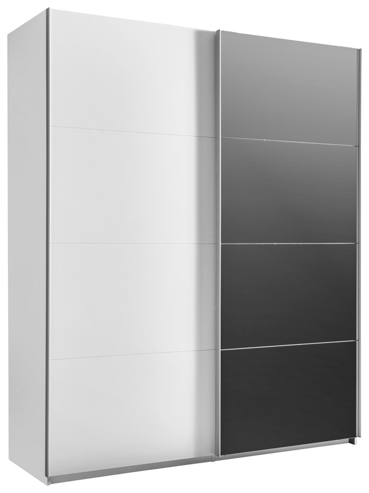 SCHWEBETÜRENSCHRANK 2-türig Weiß  - Alufarben/Weiß, KONVENTIONELL, Glas/Holzwerkstoff (181/223/68cm) - Xora