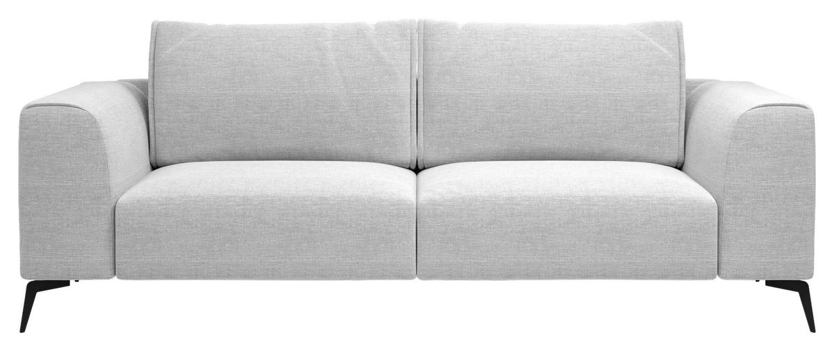3-SITZER-SOFA beflockt Hellgrau  - Hellgrau/Schwarz, Design, Holz/Textil (246/87/88cm) - MID.YOU