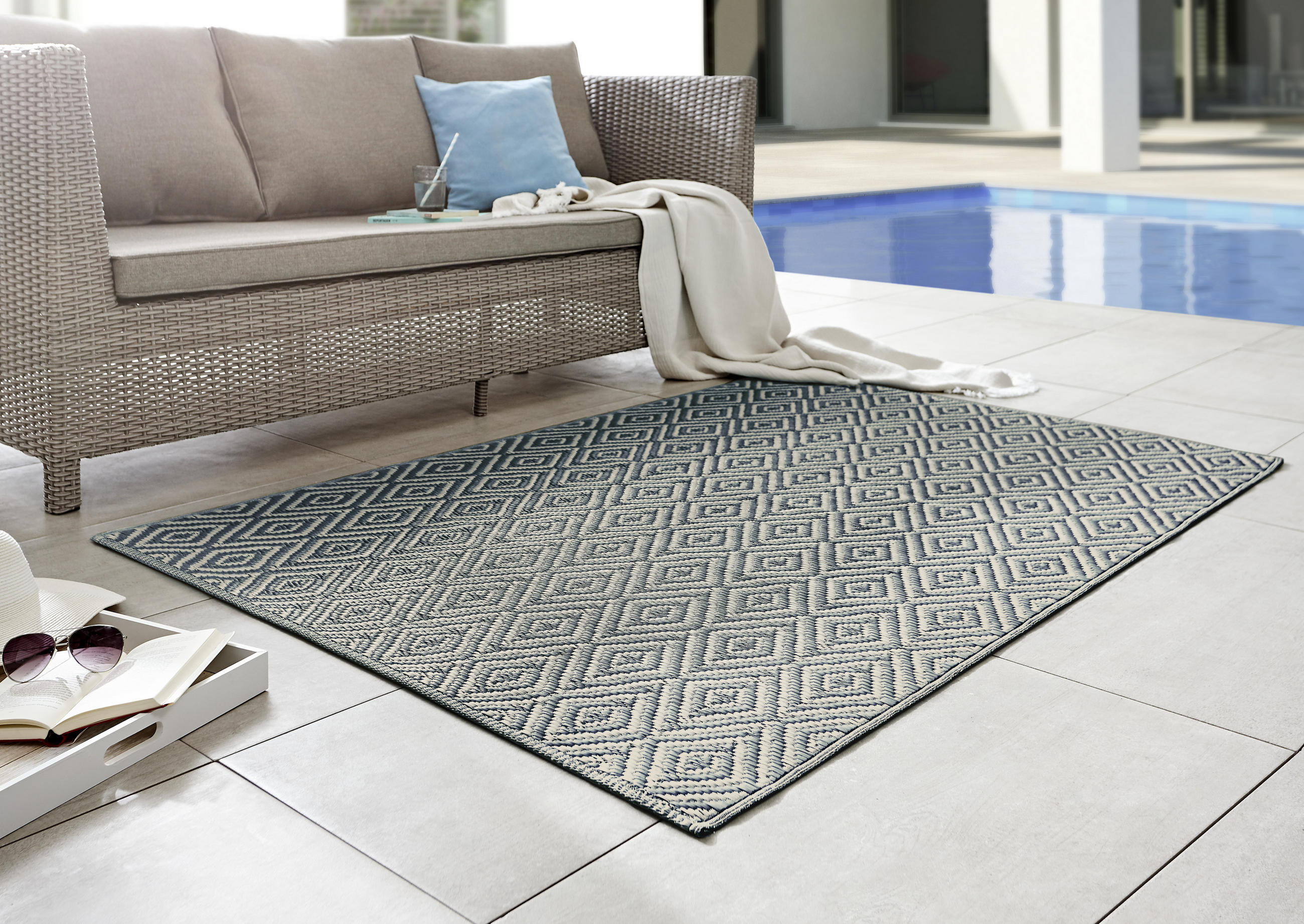 OUTDOORTEPPICH 90/150 cm Ibiza  - Blau, Trend, Textil (90/150cm) - Boxxx