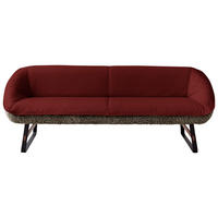 SITZBANK 229/88/80 cm  in Braun, Weinrot  - Weinrot/Schwarz, Design, Leder/Holz (229/88/80cm) - Koinor