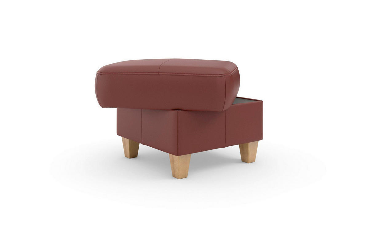 TABURETKA, koža, 58/48/58 cm - červenohnedá/farba duba, Basics, koža/drevo (58/48/58cm) - Sit & More