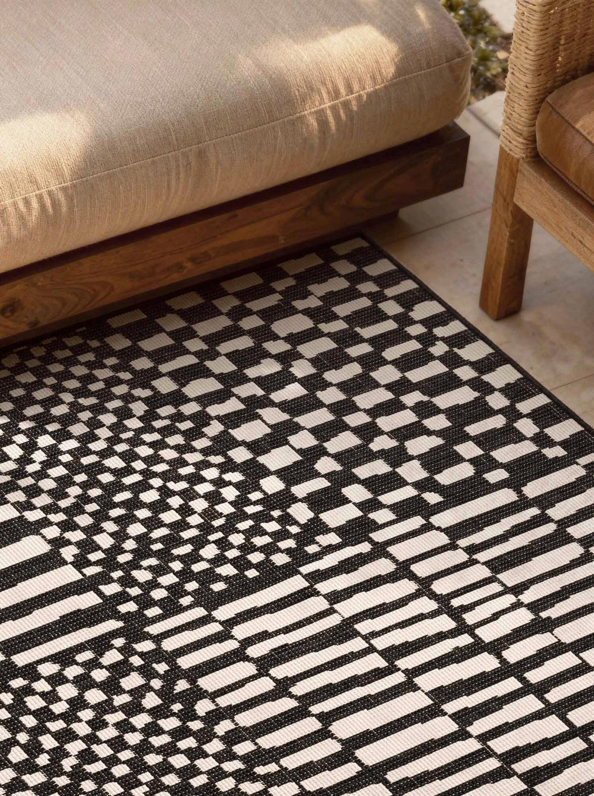 FLACHWEBETEPPICH 200/300 cm Haringey Schwarz, Weiß rechteckig  - Schwarz/Weiß, Design, Kunststoff (200/300cm)