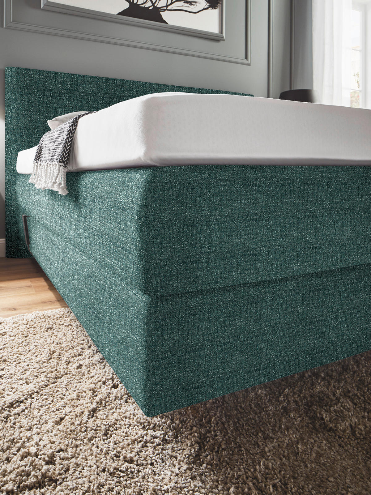 BOXSPRINGBETT 180/200 cm  in Grün  - Grün, Konventionell, Holz/Textil (180/200cm) - Dieter Knoll