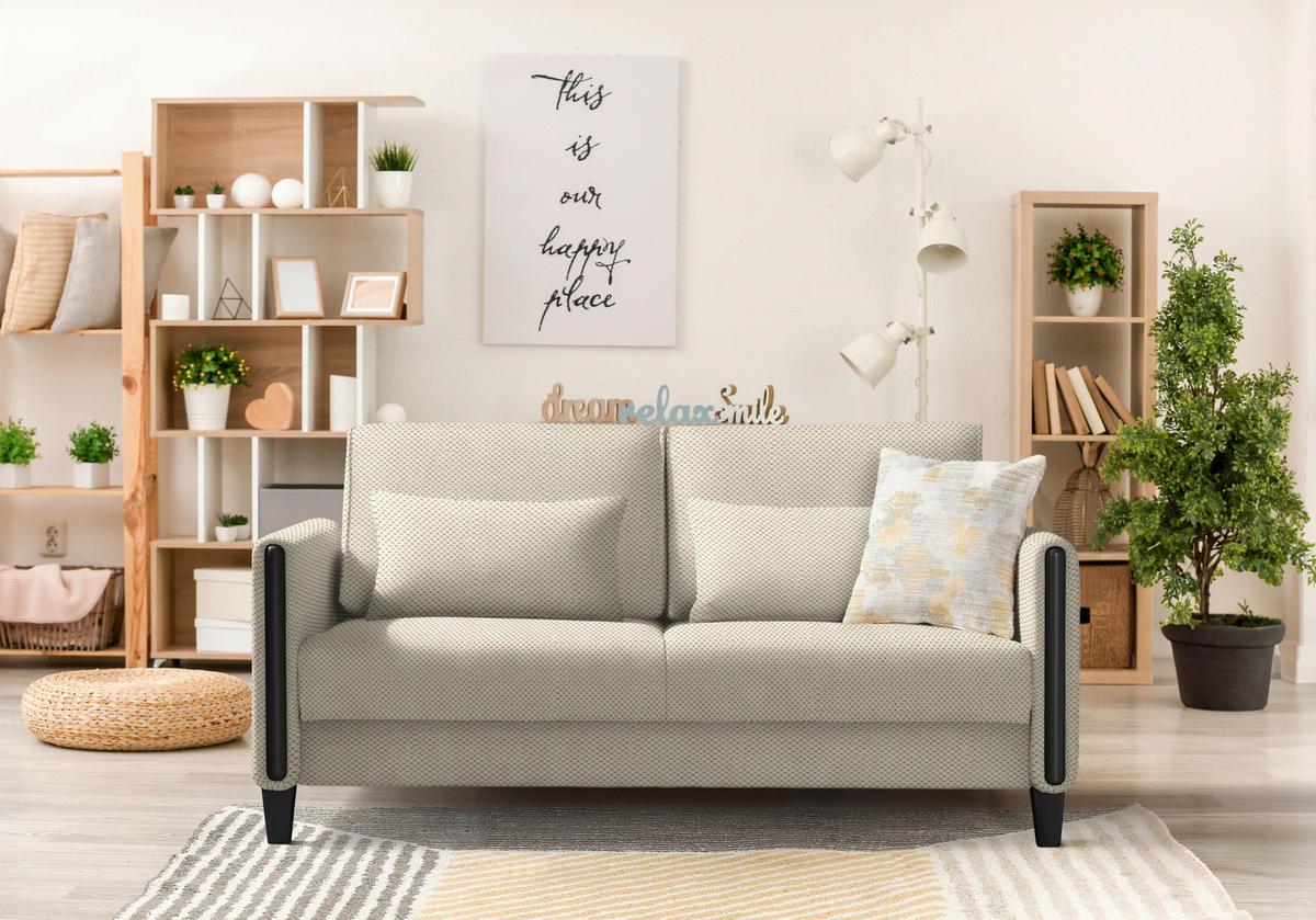 SCHLAFSOFA in Holz, Textil Creme, Schwarz  - Creme/Schwarz, Design, Holz/Textil (174/88/104cm) - Niels Andersson