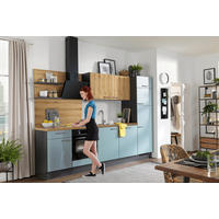 KÜCHENLEERBLOCK 290 cm   in Graphitfarben, Eichefarben, Salbeigrün  - Edelstahlfarben/Eichefarben, Design, Holzwerkstoff/Metall (290cm) - Xora