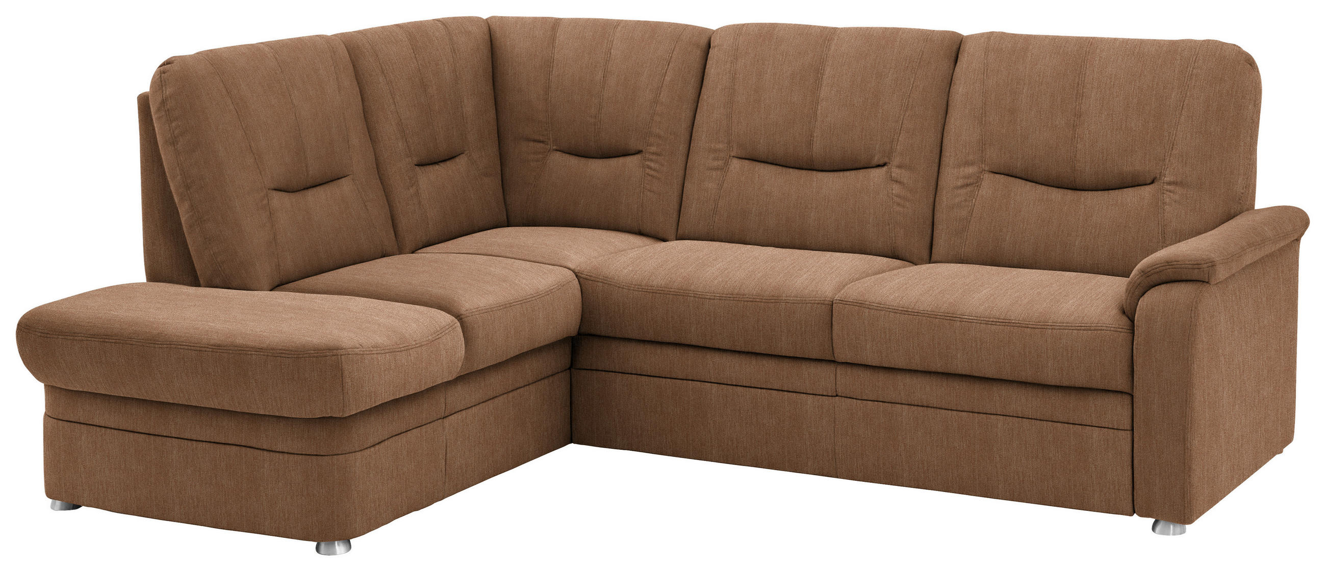 ECKSOFA Chenille Rostfarben  - Rostfarben/Schwarz, Konventionell, Kunststoff/Textil (185/235cm) - Beldomo Comfort