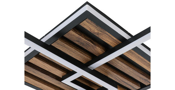 LED-DECKENLEUCHTE 45/45/9,5 cm  - Eichefarben/Schwarz, Trend, Holzwerkstoff/Kunststoff (45/45/9,5cm) - Novel