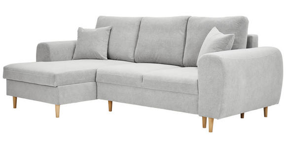 ECKSOFA Creme Webstoff  - Creme/Naturfarben, KONVENTIONELL, Holz/Textil (145/250cm) - Carryhome