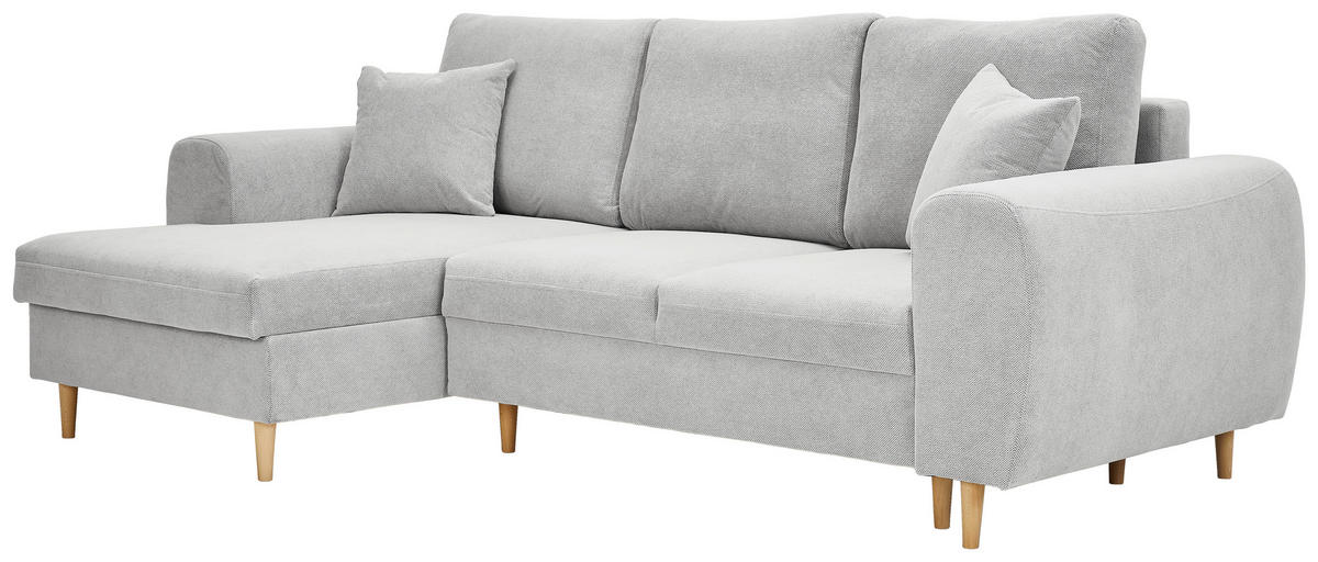ECKSOFA Creme Webstoff  - Creme/Naturfarben, KONVENTIONELL, Holz/Textil (145/250cm) - Carryhome