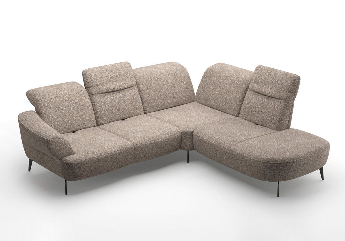 ECKSOFA in Chenille Cappuccino  302/270 cm  - Schwarz/Cappuccino, MODERN, Textil/Metall (302/270cm) - Sit & More