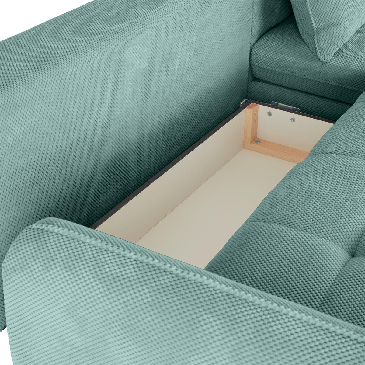ECKSOFA WAVE Türkis Struktur  - Türkis/Beige, MODERN, Textil/Metall (266/189cm) - MID.YOU