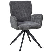 ARMLEHNSTUHL  inklusive Armlehnen Leinenoptik  - Schwarz/Grau, LIFESTYLE, Holz/Textil (60/89/63cm) - MID.YOU